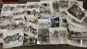 British motorcycle publicity photos, large qty 50s-70s mtotorcycle's with connotations. Agency and factory images