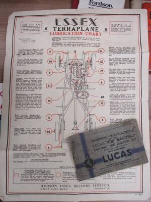 Essex Terraplane Lubrication Chart by Castrol t/w Lucas 1929 running instructions for the MDB Magdyno