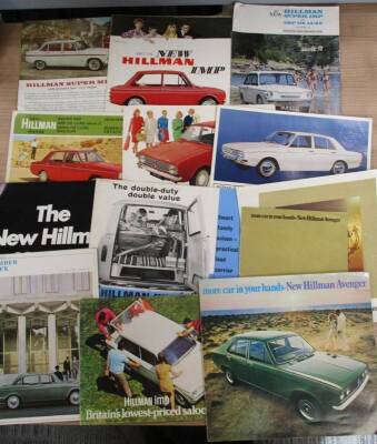 Hillman car brochures 1960s/70s, good qty