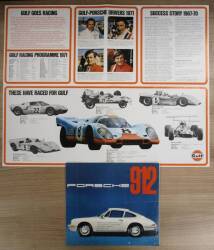 Porsche 912, a rare 1965 fold out brochure t/w a 1970 Gulf Goes Racing fold out (2)