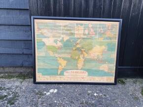 Shell Oil Fuel, a framed and glazed map of the world