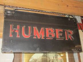 Humber, an original showroom hanging neon sign by Brillite of Northampton, ex central London showroom, 30x15x2ins