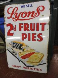 We Sell Lyons 2D Fruit Pies, a fine pictorial enamel sign, 34x22ins