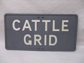 Cattle Grid, cast aluminium sign 27x14ins