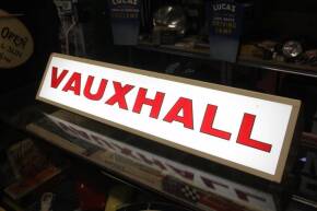 Vauxhall, a dealers hanging illuminated sign c1960s metal body, Perspex front, working order 48x10x5ins