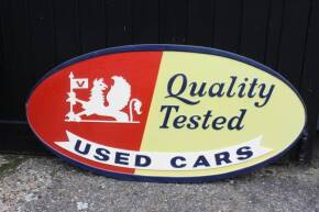 Vauxhall Quality Tested Used Cards; an oval sign of fibreglass construction c1960s