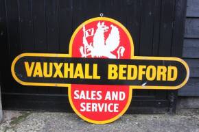 Vauxhall Bedford Sales and Service, an enamel sign of cruciform shape, 60x36ins