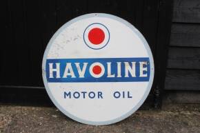 Havoline Motor Oil, a double sided circular printed tin sign, 32ins dia'