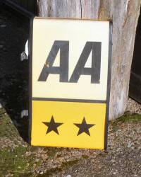 AA 2 star, a double sided wall mounted illuminated sign illustrated with 2 stars, 27x16ins (damage)