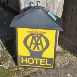 AA 3 star hotel, a double sided wall mounted illuminated sign with canopy top, 23x33 overall (NOS)