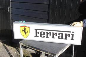 Ferrari, a recreated double sided showroom hanging illuminated sign with screen printed Perspex plates, ex Goodwood Revival Ronnie Hoare Maranello Concessionaires dealership 50x15x4.5ins