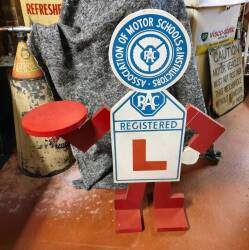 RAC Association of Motor Schools and Instructors promotional wooden figure, 31x27ins