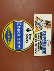 Goodyear printed aluminium sign for Tyre Safety Check Point 18ins dia' t/w Esso Superlube printed aluminium sign (2)