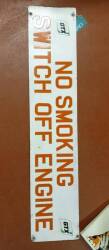 No Smoking Switch Off Engine embossed aluminium sign, 48x10ins