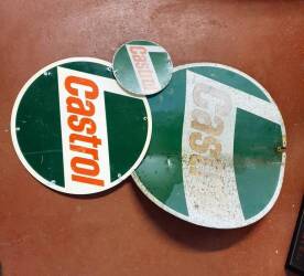 Castrol, circular printed tin signs, 8, 17 and 23ins dia' (3)