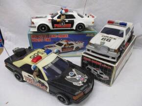 Mercedes-Benz, 3 large scale battery operated police cars, 2 boxed