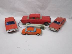 Mercedes-Benz, 2 tin plate and 2 plastic model cars