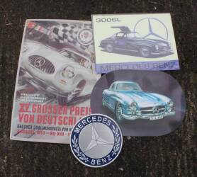 Mercedes-Benz, 3 reproduction signs t/w pressed tin roundel