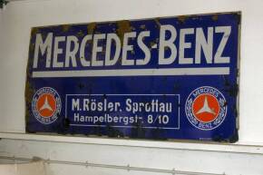 Mercedes-Benz, an original pre-war dealers enamel sign for M.Rosler, Sprottau, Hampelburgstr, 8/10. 1960mm x 970mm