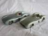 Mercedes-Benz tinplate friction drive W196 style cars (2), 11ins long one lacking the perspex screen, marked Made In Western Germany