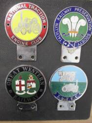 Traction engine and railway enamelled car badges (4)