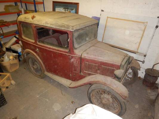 1931 Austin Seven 4 seat saloon project Reg. No. PL 8529 Chassis No. 133956 In the same family ownership since 1959 and possibly earlier and last taxed in 1957. The Seven is certainly original but requiring work to get the wheels turning under their own p