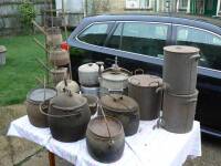 Assorted cooking pots including some Victorian