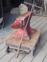 Antique farriers anvil on trolley 'W Baily & Sons'