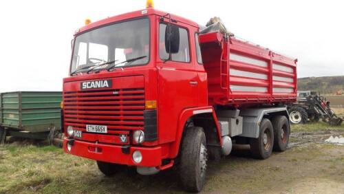 1980 Scania 141 RHD 6x4 Rigid 3 Way Tipper Reg. No. ETH 665V Chassis No. 4215321 The vendor states that this is a good clean low KM tipper that is in good running and driving order and offered for sale with current V5C documentation Estimate £26,000 - £27