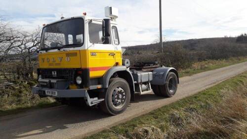 1982 Volvo F7-30 4x2 tractor unit Reg. No. KYK 801X Serial No. 013217C This 320bhp ex Shell tanker unit has a maximum train weight of 60t and it is believed that the recorded 11,000 miles are genuine, likely to have been an airport vehicle and presented i