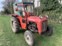 1963 MASSEY FERGUSON 35X 3cylinder diesel TRACTOR Reg. No. 7427 WF Serial No. SNMY318584 Fitted with a Lambourn cab on 12.4/11-28 rear and 6.00x16 front wheels and tyres. Consigned from a small Yorkshire farm with V5 available.