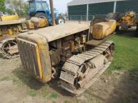 CATERPILLAR D2 4cylinder diesel CRAWLER TRACTOR Serial No. 3J6712SP Complete with petrol donkey engine and swinging drawbar, appearing to be in original condition with green paint visible under the traditional Caterpillar colours. Possibly an ex MOD machi