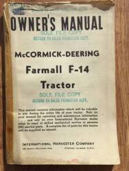 McCormick Deering Farmall F-14 tractor operators manual