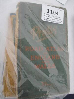 4 books; 1no. Pratts Road Atlas of England and Wales 1929, 3no. AA Members Handbooks 1931,1955,1968