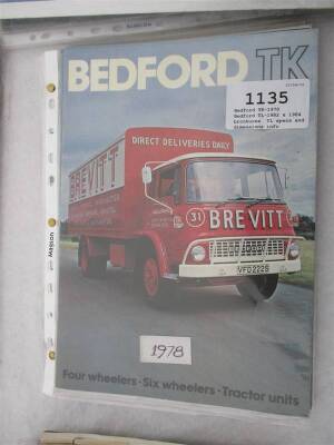 Bedford TK-1978, Bedford TL-1982 & 1984 brochures, TL specs and dimensions info booklets, price lists and colour charts