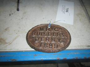 1899 Midland Railway Co. Builders, Derby cast iron plaque