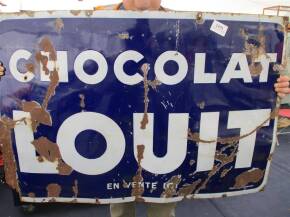 Vintage enamel French Chocolat sign 120x80cm