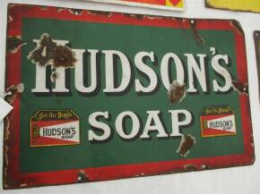 Enamel sign 'Hudsons Soap' 18x12ins