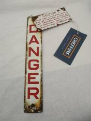 Enamel Danger sign 15x2ins & van cab caution sign 5.5x2.5ins