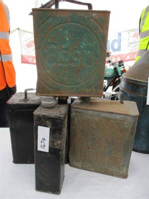 Qty petrol cans to inc' Esso, BP t/w two others