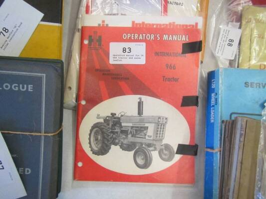 Operators manual for IH 966 tractor and sales leaflet