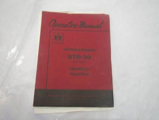 IH BTD-20 crawler tractor operators manual complete with sales leaflet