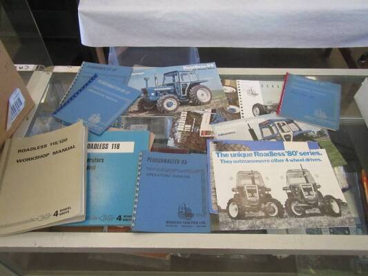 Roadless leaflets and operators, workshop and parts manuals covering 65, 90, 95, 98, 115, 118 etc