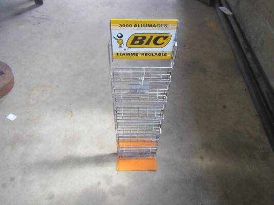 Vintage BIC lighters chrome tin stand approx 32ins