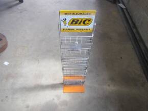 Vintage BIC lighters chrome tin stand approx 32ins