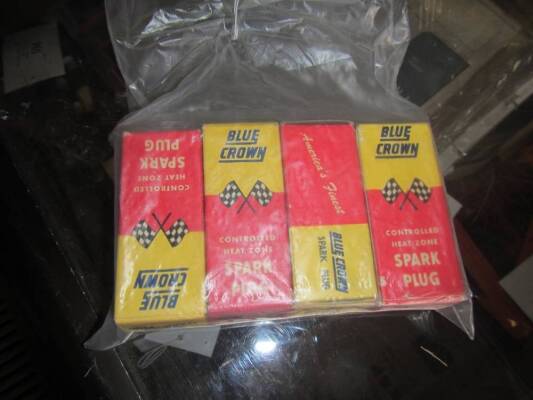 Set of 4no. Blue Crown spark plugs for Fordson N or E27N (NOS)