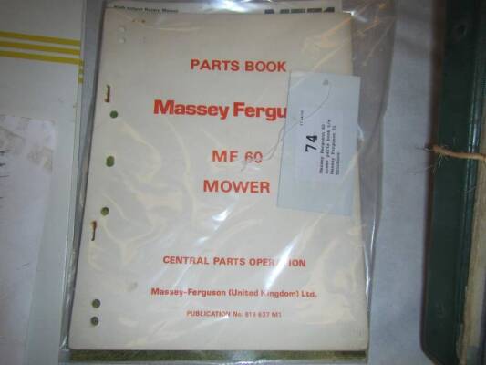 Massey Ferguson 60 mower parts book t/w Massey Ferguson 51 brochure