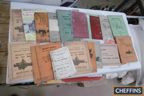 Massey Harris, a qty of implement operators manuals etc to inc' 701 Baler, 706 mower etc (21)