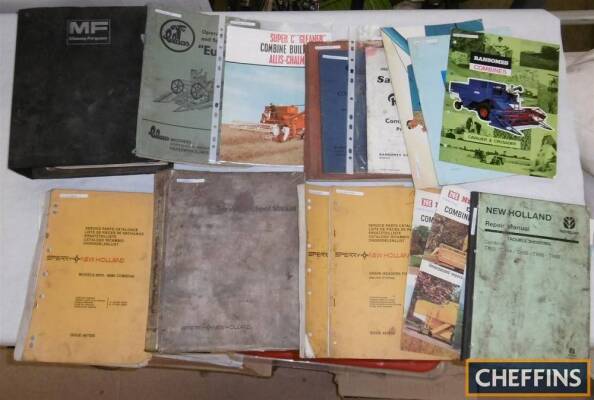 Qty combine harvester operators manuals, parts lists etc to inc' Ransomes, Claas and New Holland etc