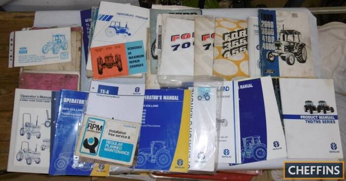 Ford and New Holland, a qty of operators manuals, service manuals and parts lists etc to inc' Ford 7000, T6000 etc